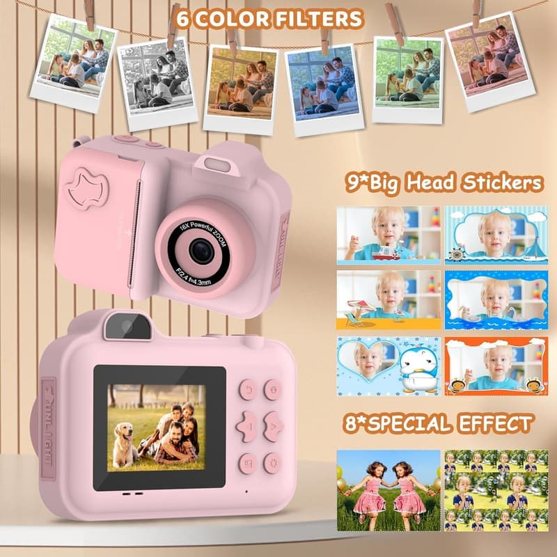 Kids Instant Print Camera - 1080P HD, Gift for Ages 4-12