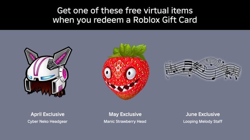 Roblox Gift Cards Multipack of 3 x $15 with Free Virtual Item