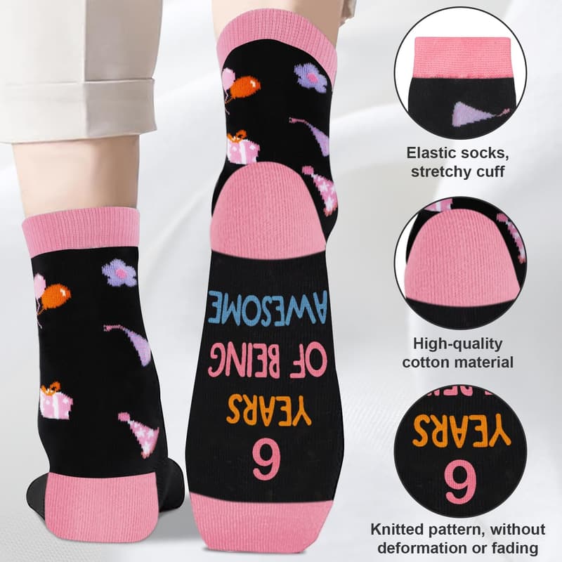 Birthday Gift Socks for Girls (Ages 5-12) with Popup Card