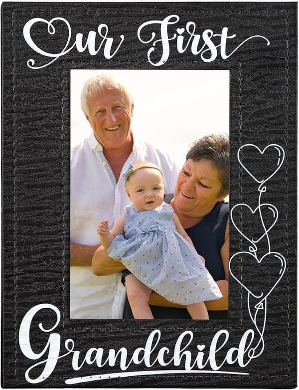 First Time Grandparents Leather Picture Frame for Memories