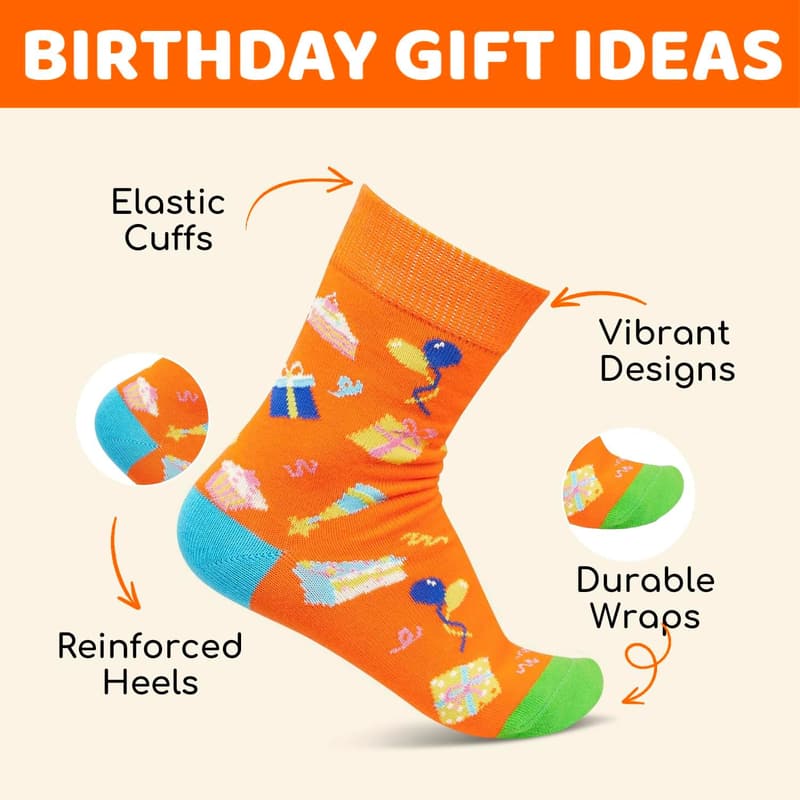 Kids' Birthday Socks for Ages 3-11 - Fun Gift Idea