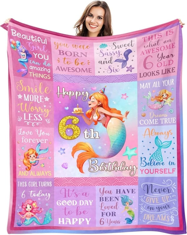 6th Birthday Fleece Blanket for Girls - Soft & Cozy 60