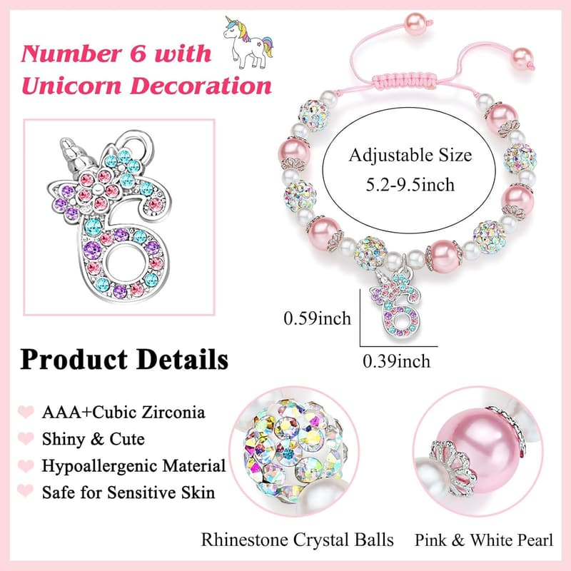 Unicorn Bracelet for Girls 3-12 - Birthday Gift