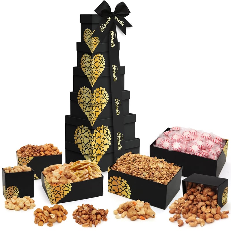 Heart Design 6-Tier Nuts Gift Basket for Men and Women