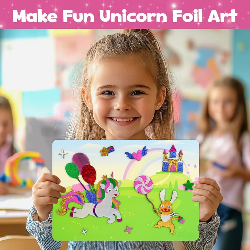Kids' Unicorn Foil Art Kit - Creative Mess-Free Craft Gift
