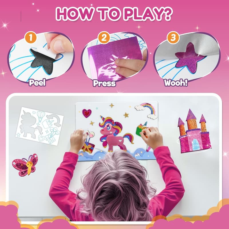 Kids' Unicorn Foil Art Kit - Creative Mess-Free Craft Gift