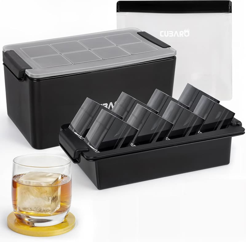 Large Clear Ice Cube Maker – BPA-Free Silicone Mold for Whiskey & Cocktails