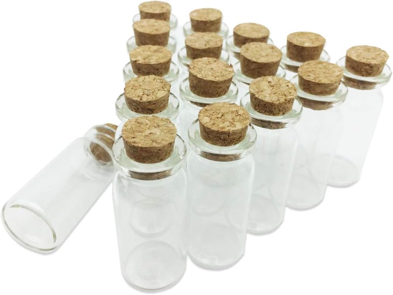 Mini Glass Jars with Cork Lids for Party Favors - Pack of 16