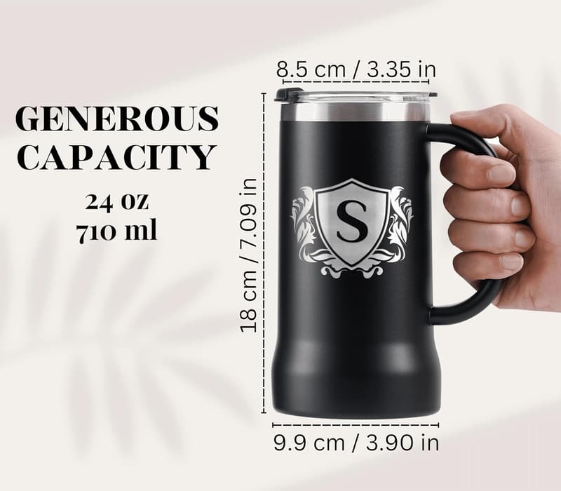 Personalized Beer Stein - Customized Monogram for Men