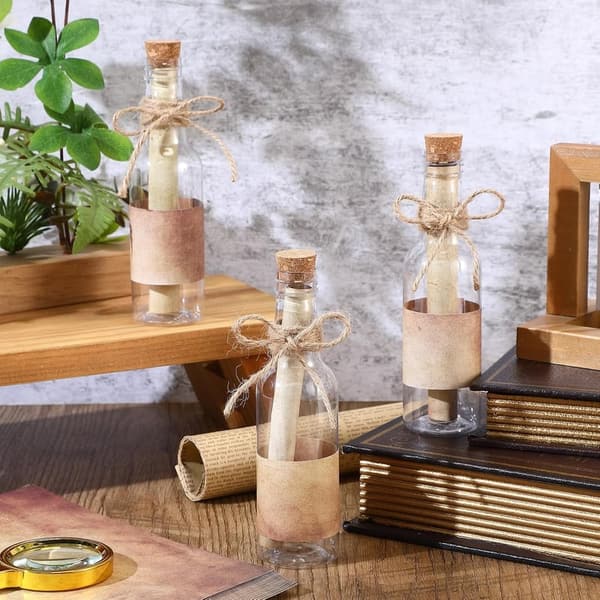Vintage Message Bottles Set - 24 Pcs with Paper & Twine