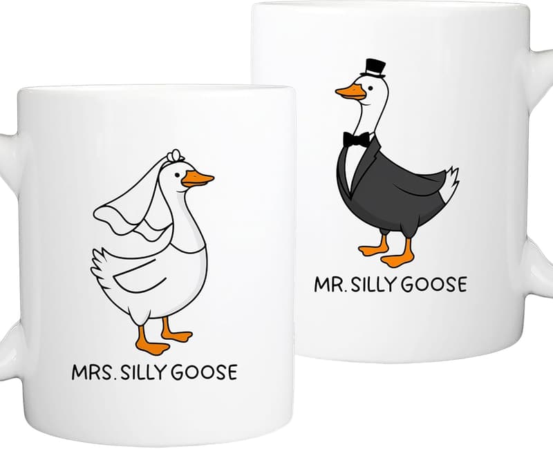 Wedding Coffee Mugs Set for Couples - 11oz Ceramic