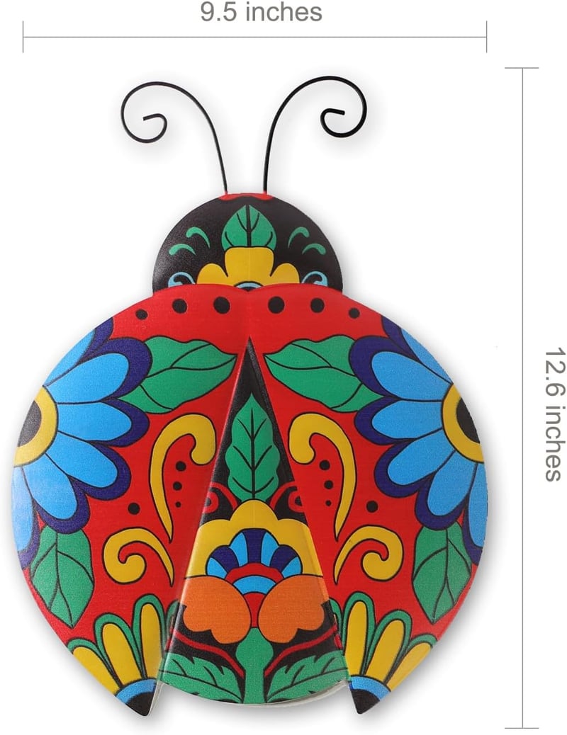 Multicolored Talavera Ladybug Wall Decor for Outdoor Spaces