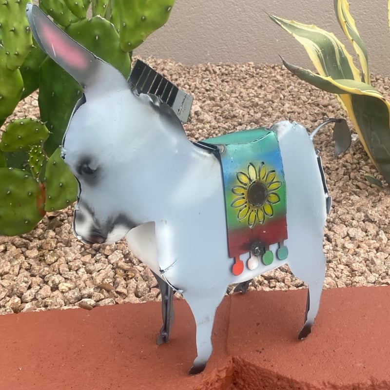 Artisan Metal Donkey Piñata | Handmade Garden Decor