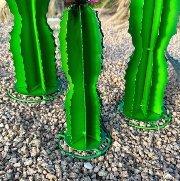 Handmade Blue Myrtle Cactus - Metal Yard Art for Garden Decor