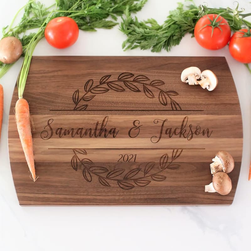 Personalized Laser Engraved Wooden Cutting Board for Weddings