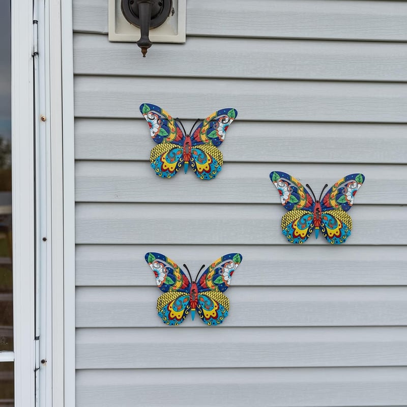 Talavera Butterfly Wall Art Set of 3 for Outdoor Decor