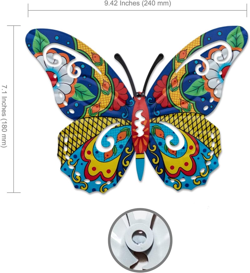 Talavera Butterfly Wall Art Set of 3 for Outdoor Decor