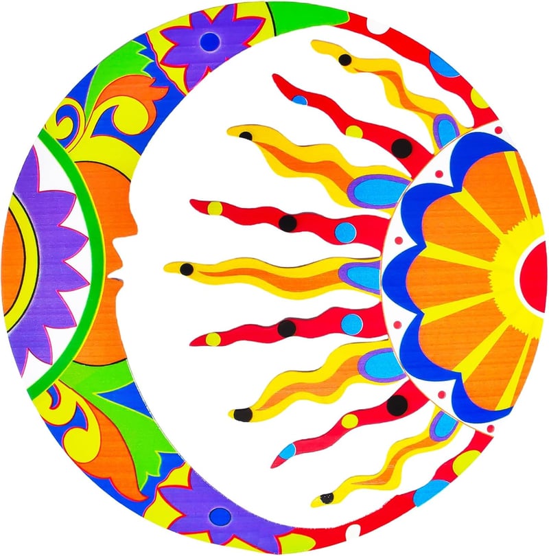 Mexican Talavera Sun & Moon Wall Art for Garden & Home Decor