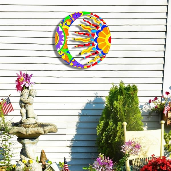 Mexican Talavera Sun & Moon Wall Art for Garden & Home Decor