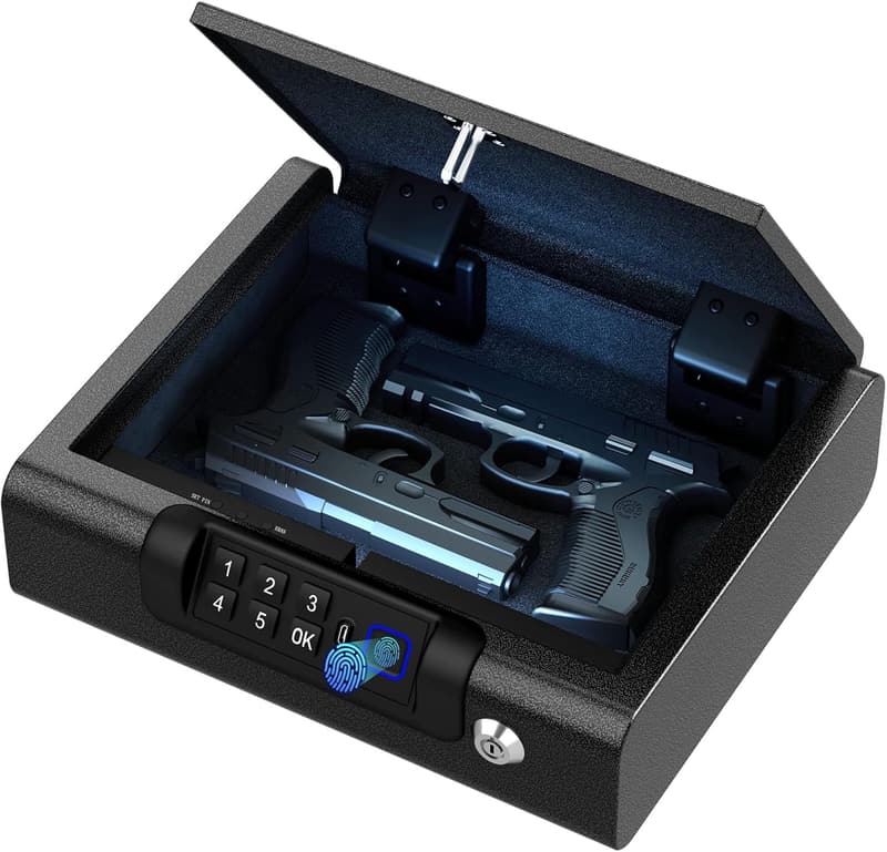 Biometric Handgun Safe with Fingerprint and PIN Unlock