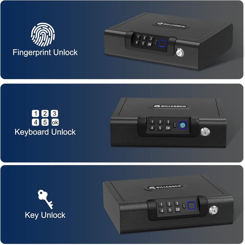 Biometric Handgun Safe with Fingerprint and PIN Unlock