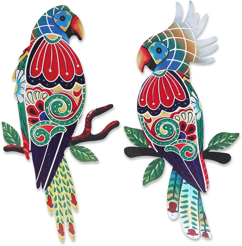 Outdoor Metal Wall Art - Parrot Sculpture for Garden & Patio