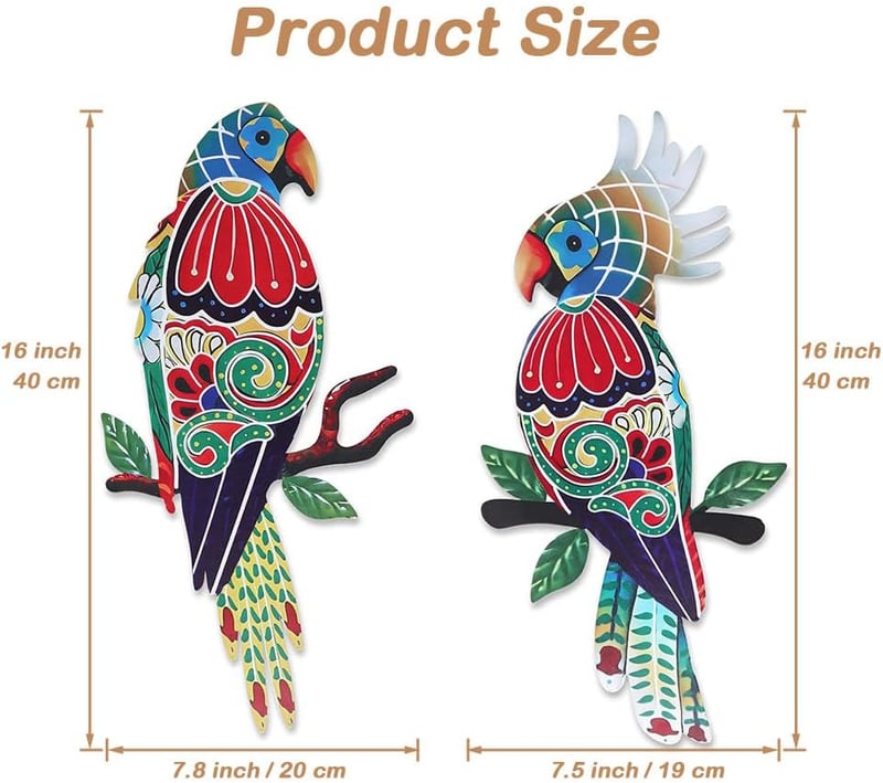 Outdoor Metal Wall Art - Parrot Sculpture for Garden & Patio
