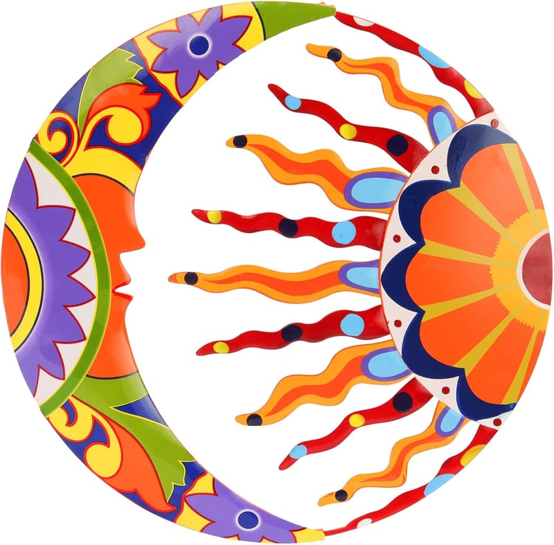 Colorful Handcrafted Sun and Moon Wall Art Decor, 16