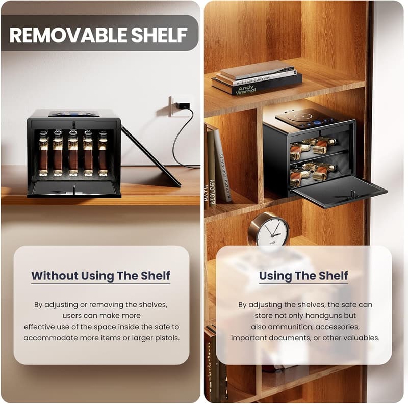 Biometric Handgun Safe with Wireless Charging & Quick Access