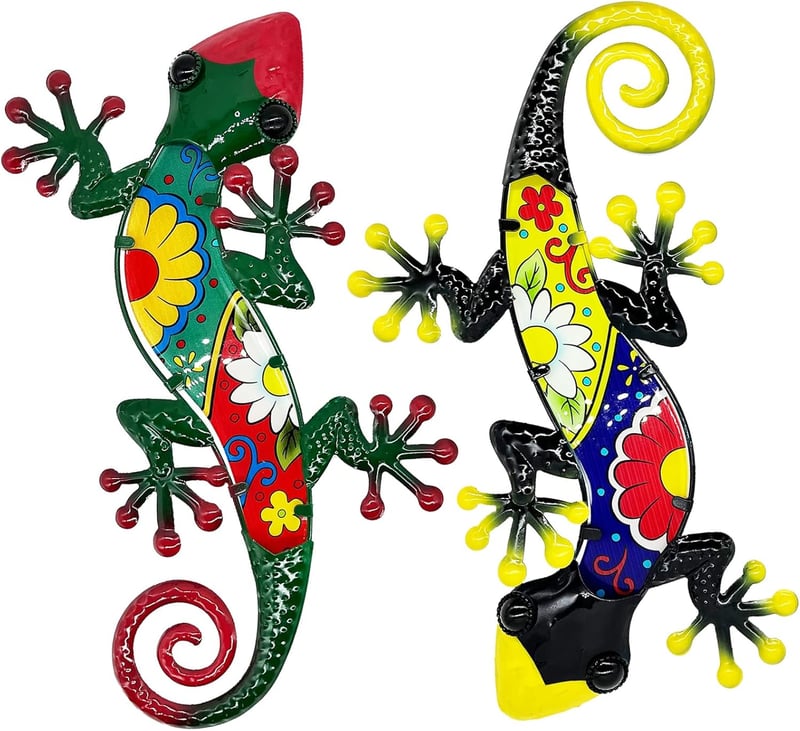 Hand-Painted Metal Gecko Wall Decor - 15