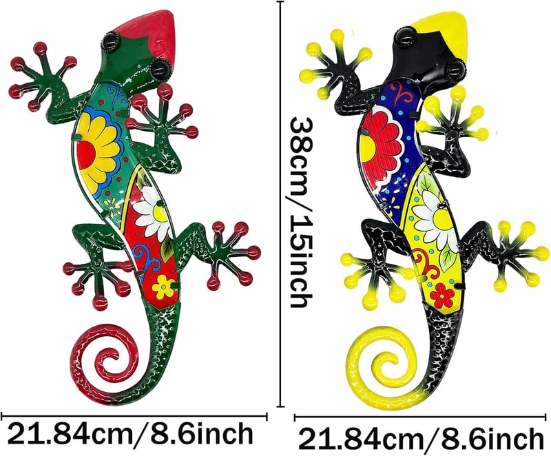 Hand-Painted Metal Gecko Wall Decor - 15