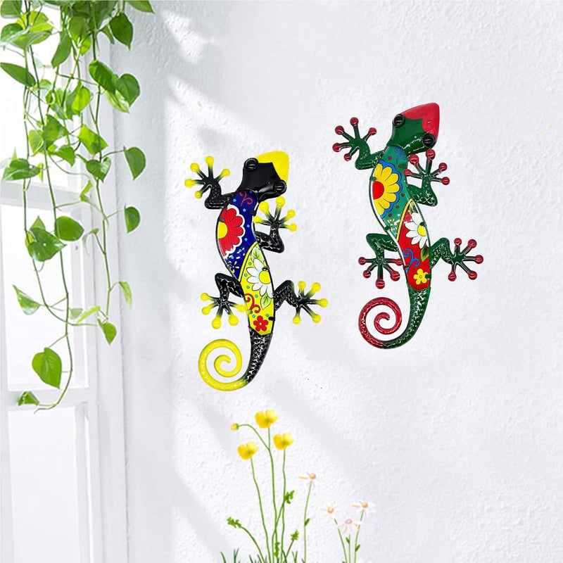 Hand-Painted Metal Gecko Wall Decor - 15