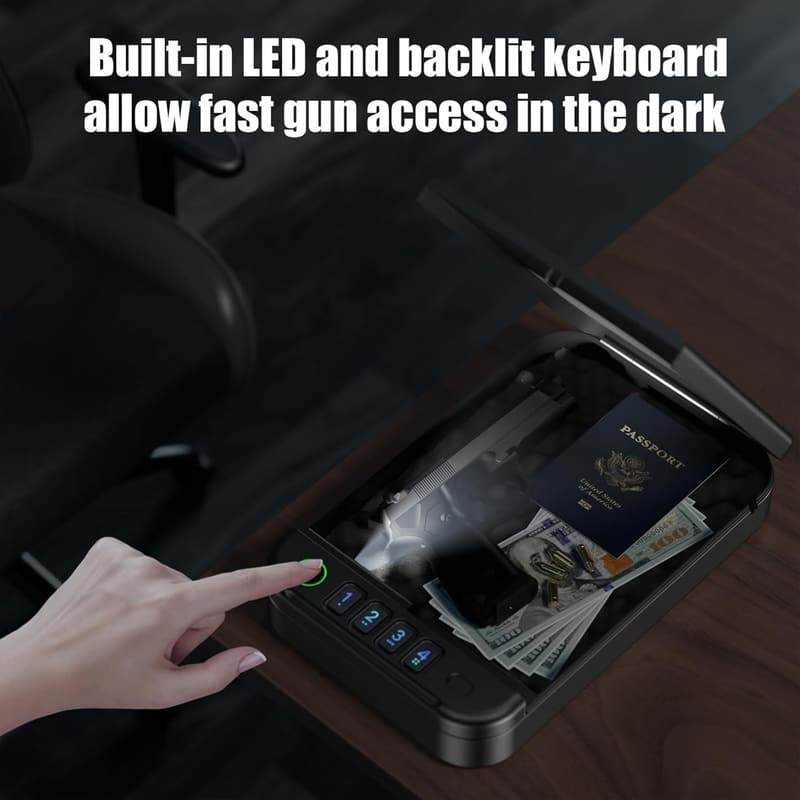 Portable Biometric Gun Safe with Keypad & App Control