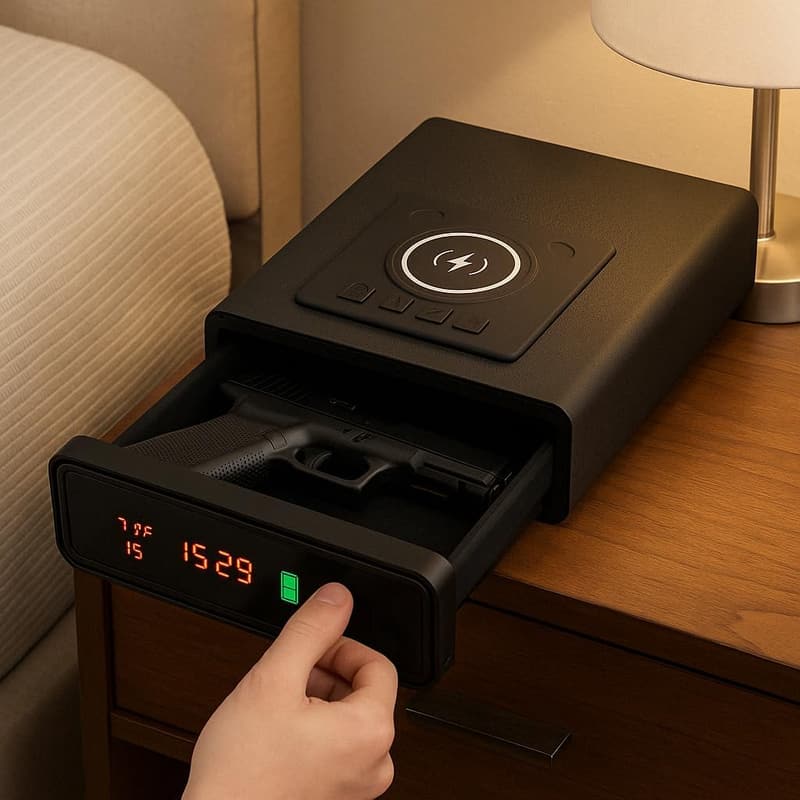 Biometric Gun Safe with Fingerprint Lock & Wireless Charging