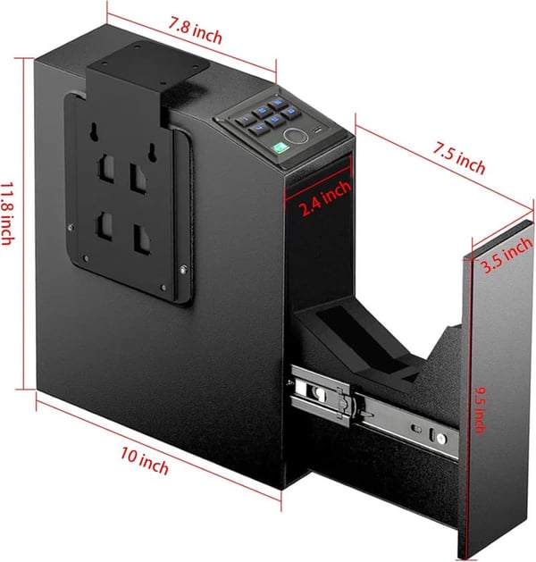 Fingerprint Gun Safe with Quick Access - Nightstand & Desk Mount