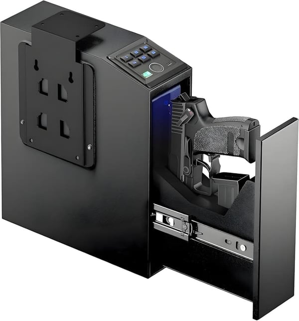 Fingerprint Gun Safe with Quick Access - Nightstand & Desk Mount