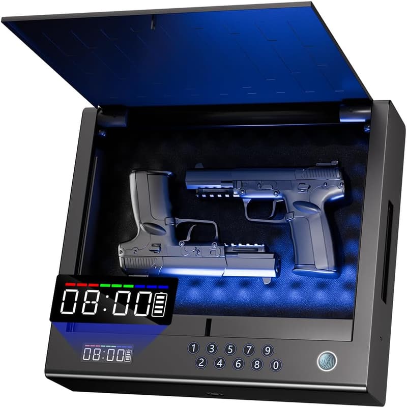 Biometric Gun Safe for Pistols with Quick Access and LCD Display