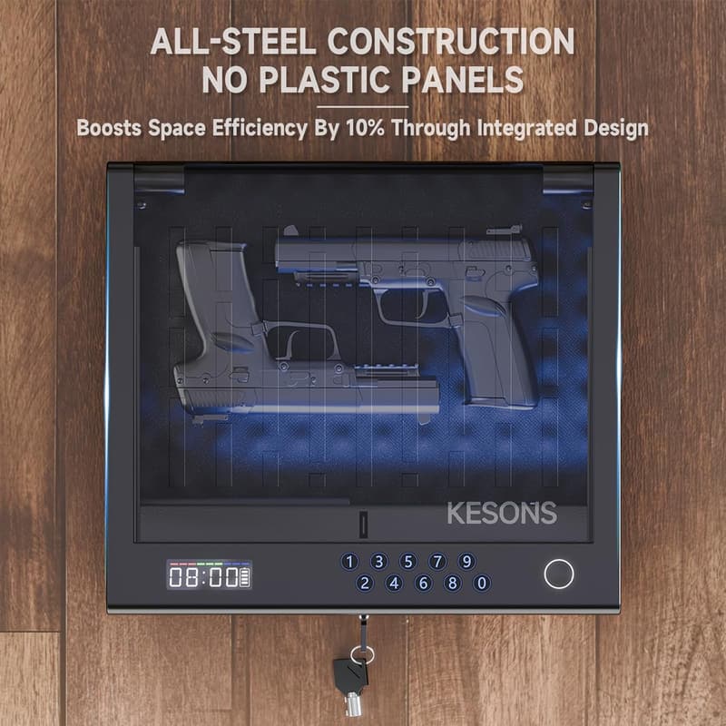 Biometric Gun Safe for Pistols with Quick Access and LCD Display