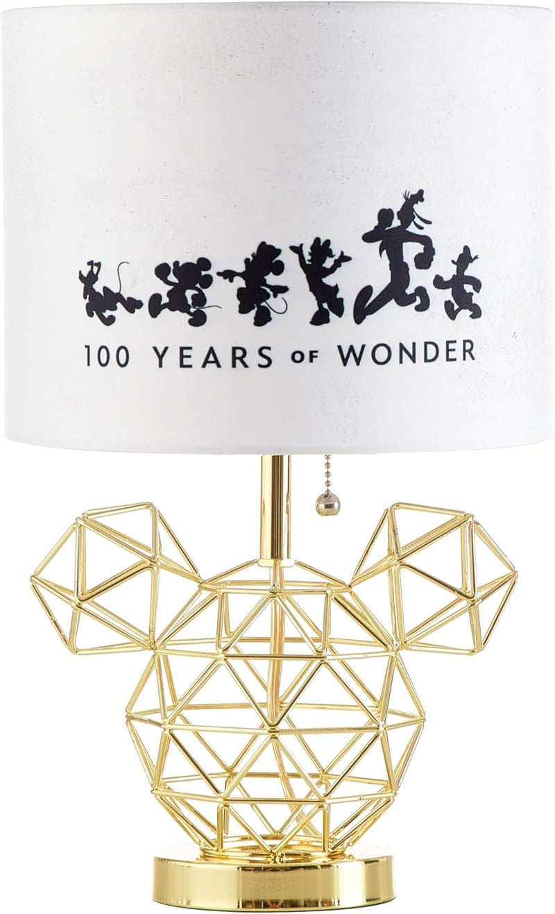 Disney Mickey Mouse Table Lamp with Gold Wire Base and Printed Shade