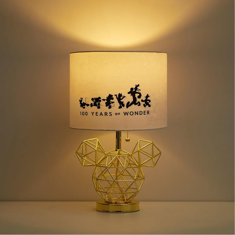 Disney Mickey Mouse Table Lamp with Gold Wire Base and Printed Shade
