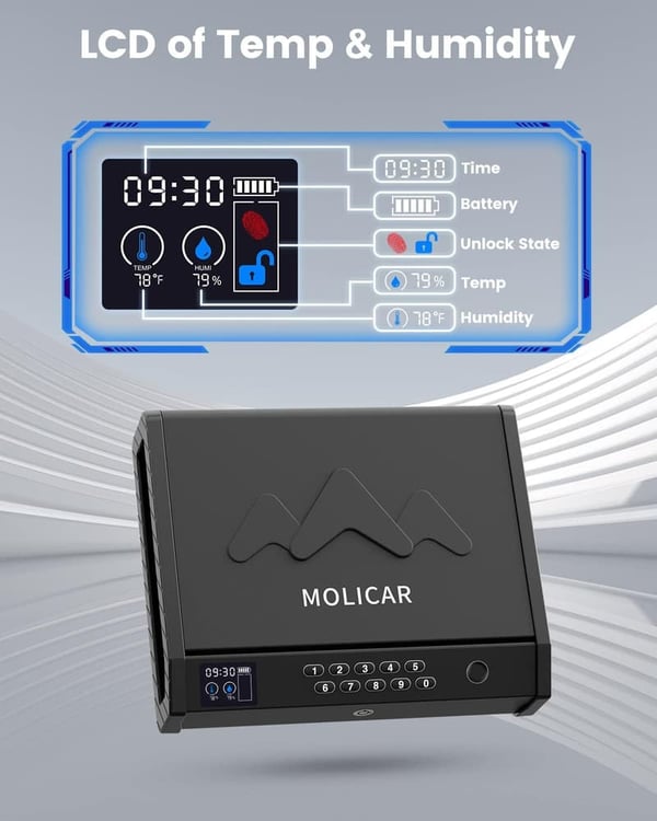Biometric Handgun Safe with LCD, USB-C & Fingerprint Access