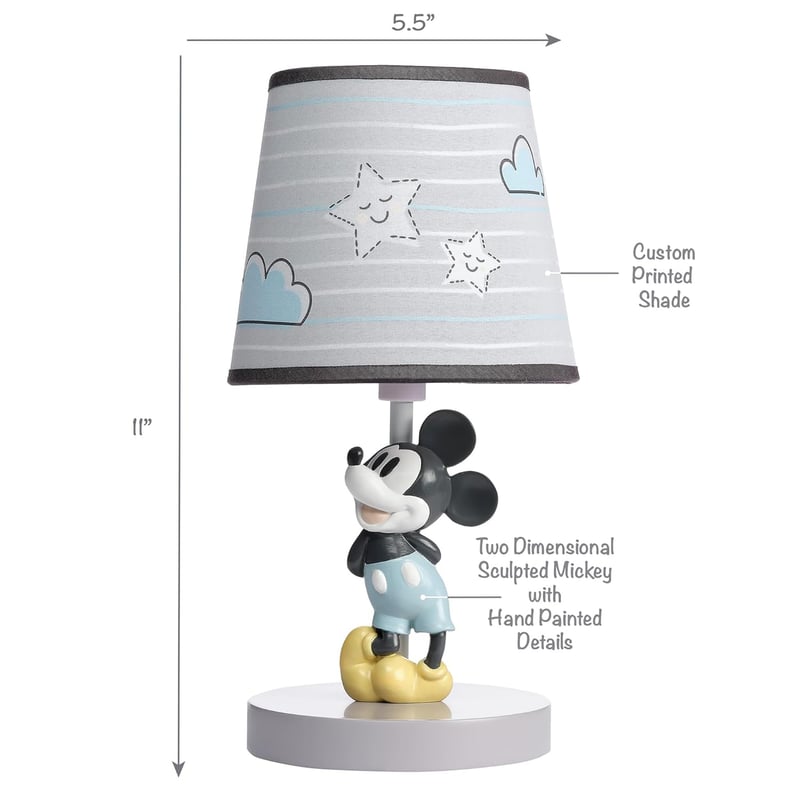 Disney Baby Moonlight Mickey Mouse Lamp - Gray with Shade & Bulb
