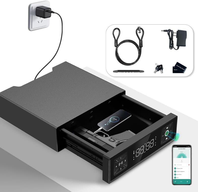 Biometric Gun Safe with Quick Access and LED Clock