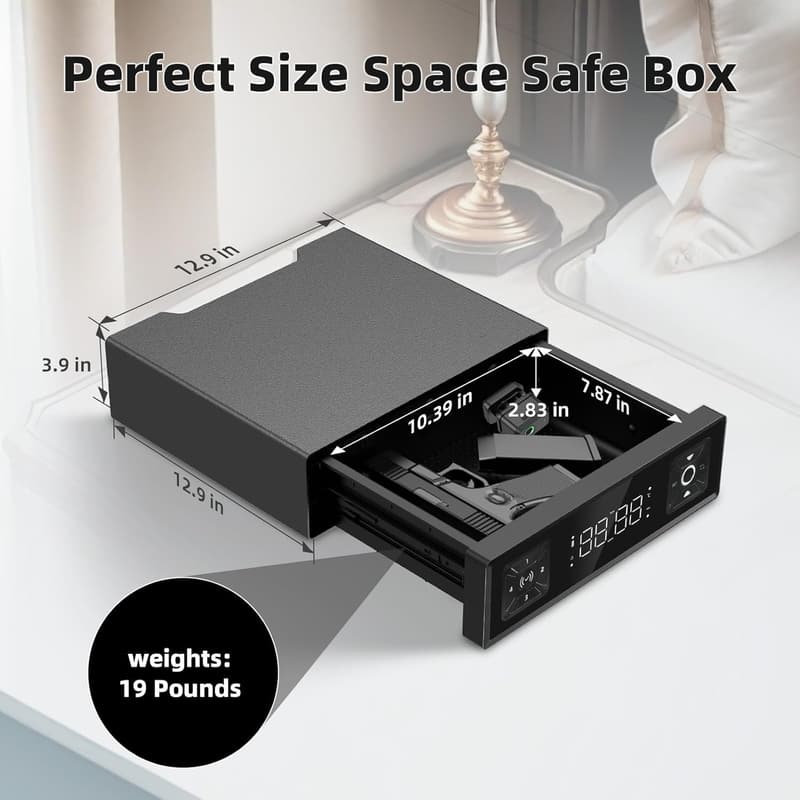 Biometric Gun Safe with Quick Access and LED Clock