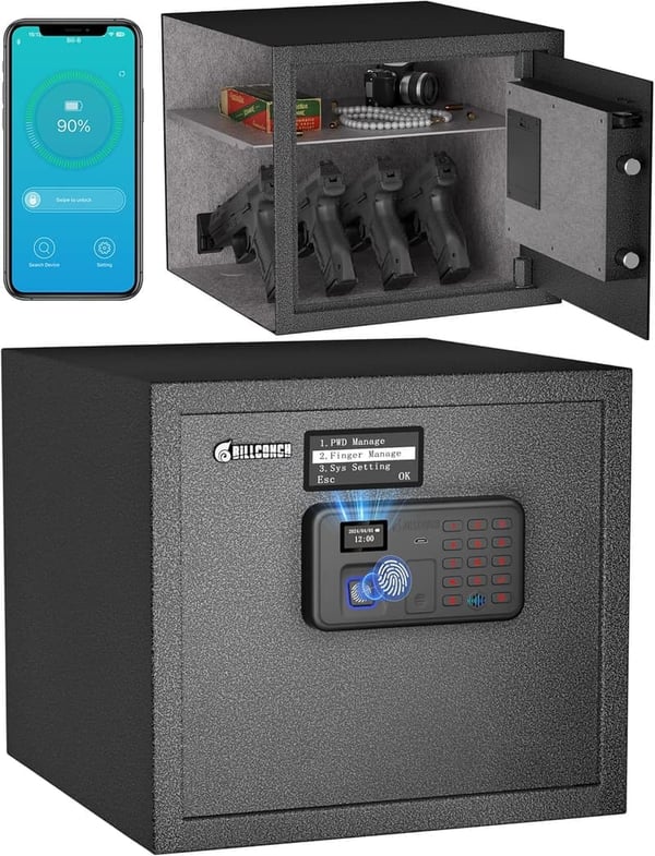 Smart Gun Safe for Multiple Pistols with Quick Access Biometric Lock