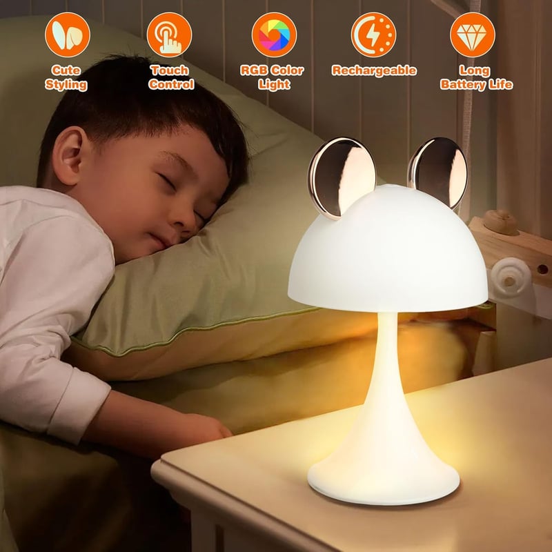 Cute Rechargeable Mouse LED Touch Desk Lamp Night Light (Gold)
