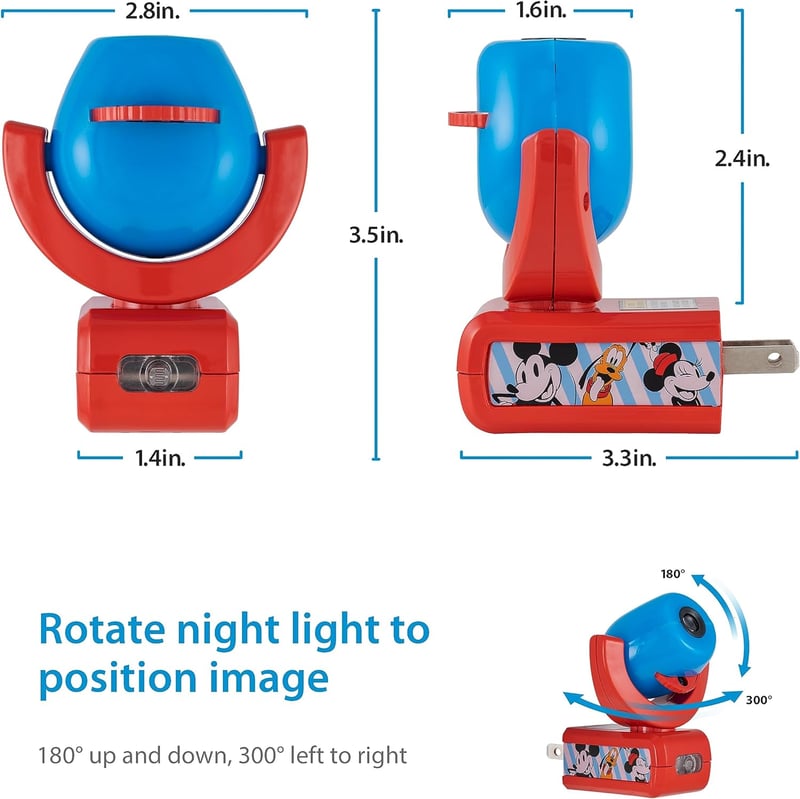 Disney Mickey & Minnie Mouse LED Night Light Projector for Kids