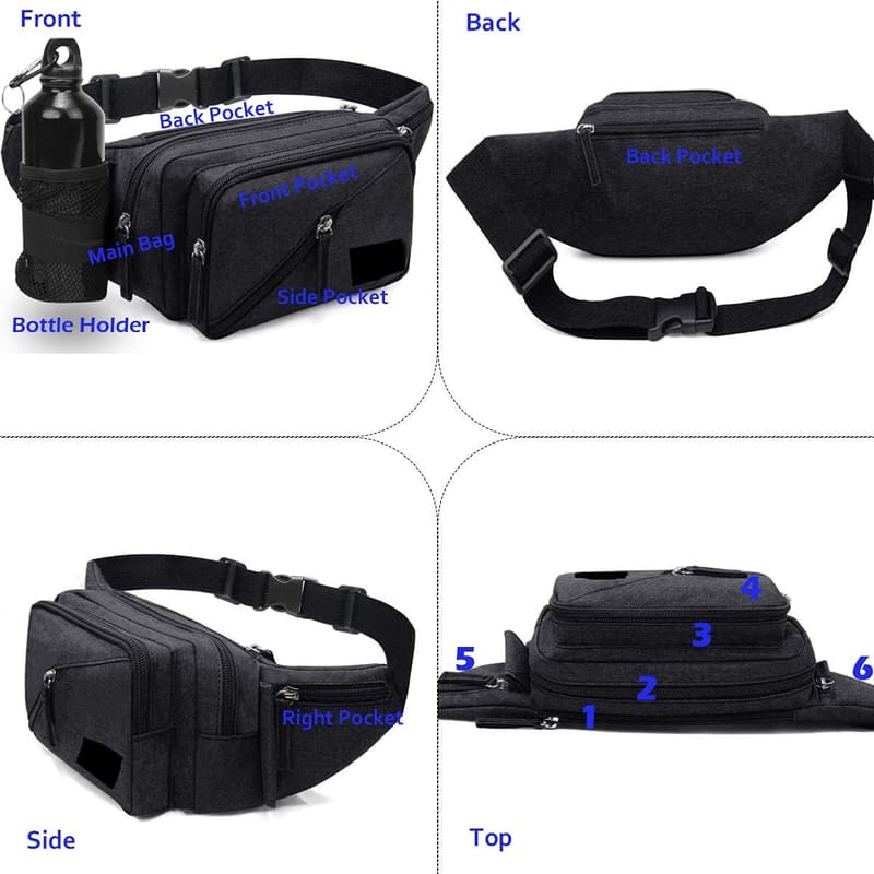Tactical Concealed Carry Waist Bag with Holster and Bottle Holder