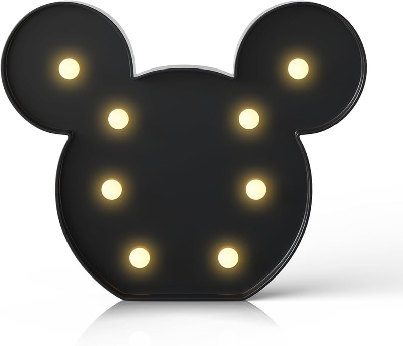 Battery-Powered Black Mouse Night Light for Kids' Rooms