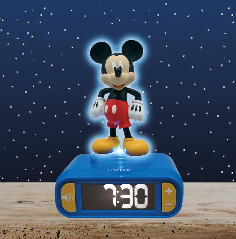 Disney Mickey Nightlight Alarm Clock with Sounds and LCD Screen